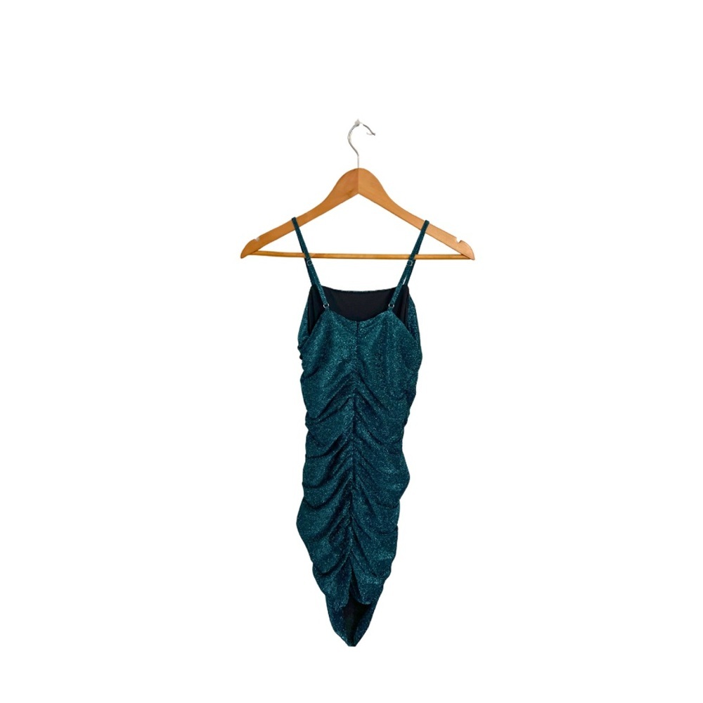 Sparkling Teal Ruched Dress - Picture 2 of 3